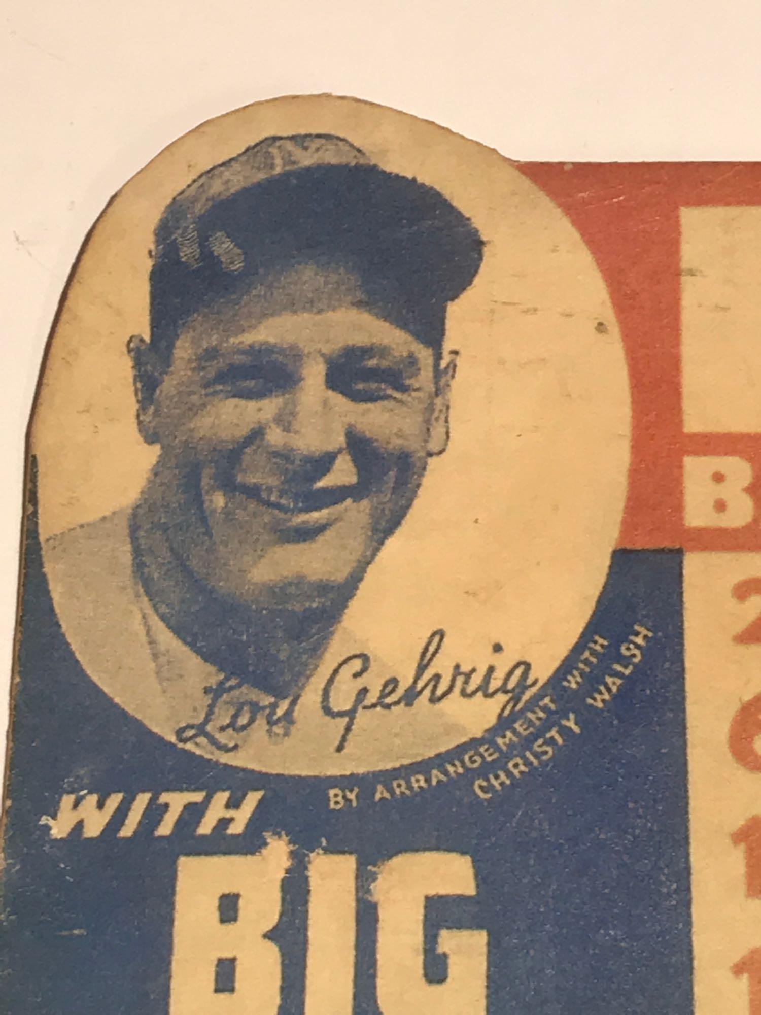 1930s Lou Gehrig Big League Gum Store Top Advertising Cardboard