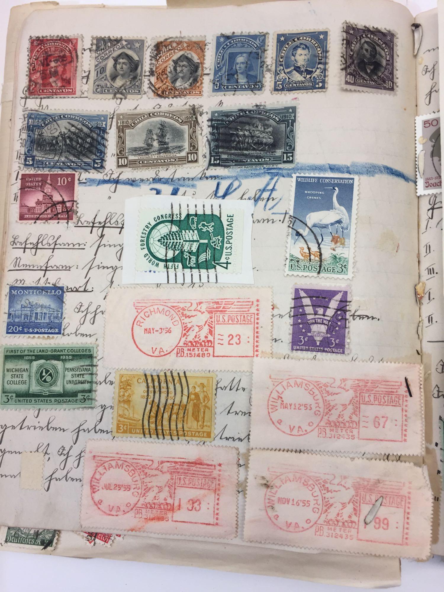 Collection of Hundreds of Foreign & Domestic Stamps - Loose & In Albums