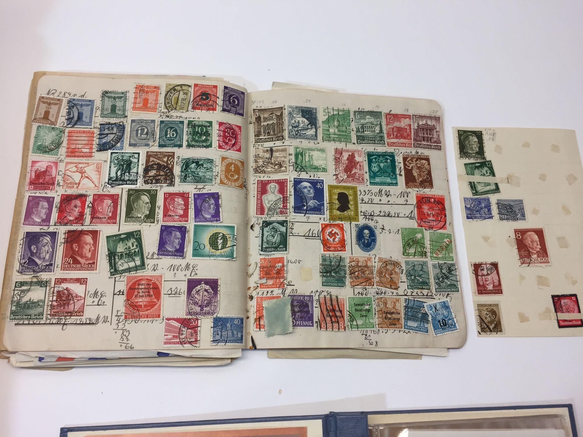 Collection of Hundreds of Foreign & Domestic Stamps - Loose & In Albums