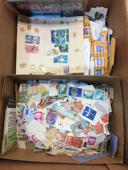 Collection of Hundreds of Foreign & Domestic Stamps - Loose & In Albums