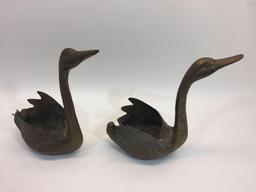 2 Metal Swans -14in Tall