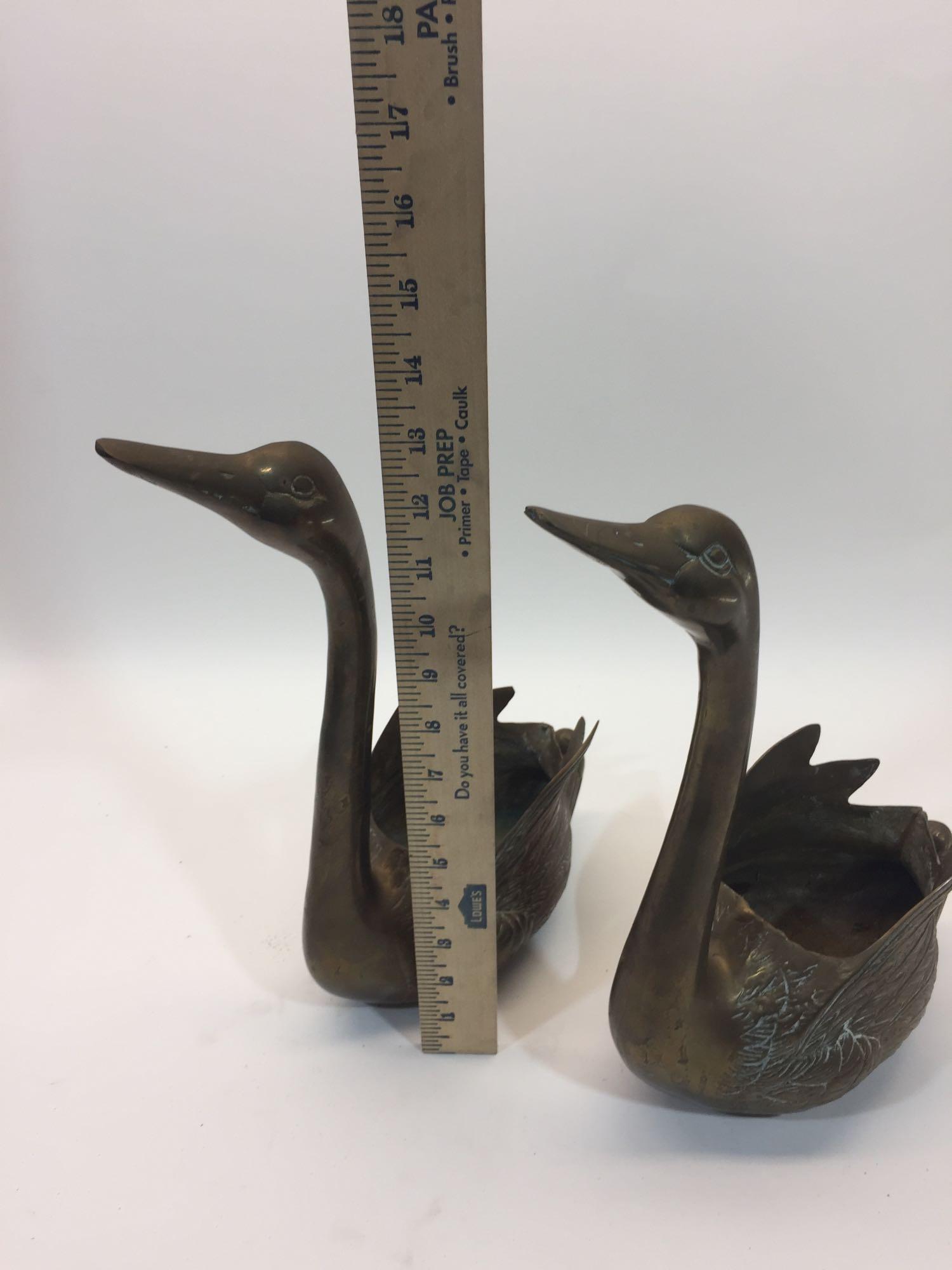 2 Metal Swans -14in Tall
