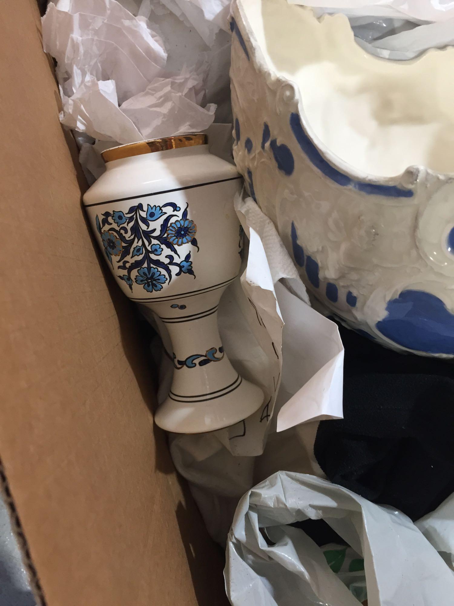 Box of miscellaneous ceramics, pots, figurines, etc - Quality & quantity of contents unknown