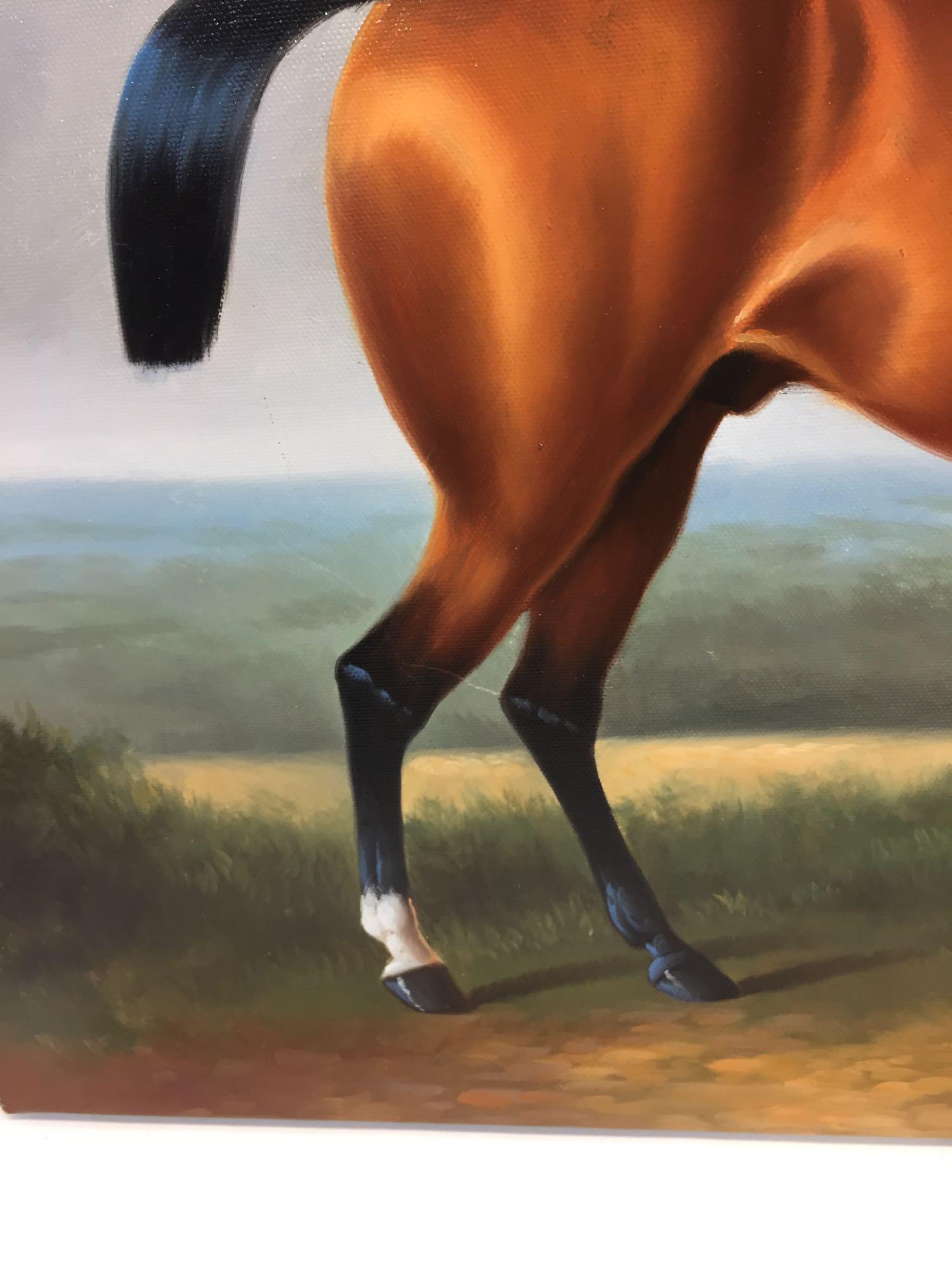 Signed Horse Art on Canvas 24x20.5in