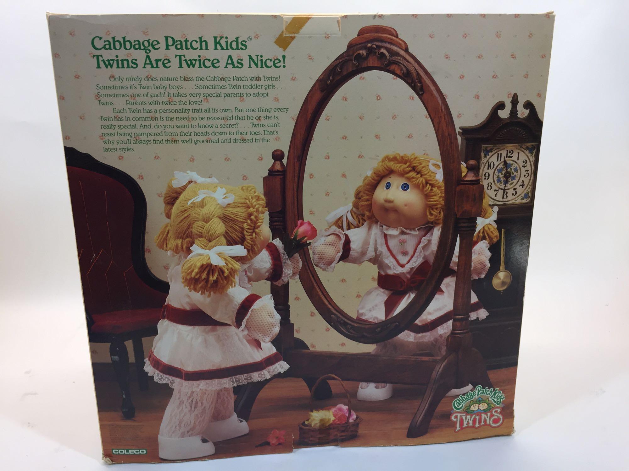 Limited Edition Coleco 1985 Cabbage Patch Kids Twins - 2 Dolls in Original Box 19x19x10in