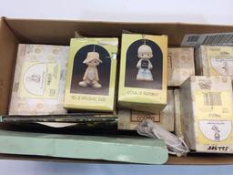 Box of Ceramic Ornaments & Collectibles- mostly Precious Moments