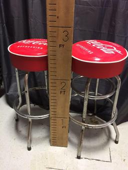 2 Coca-Cola Stools 3.5ft Tall