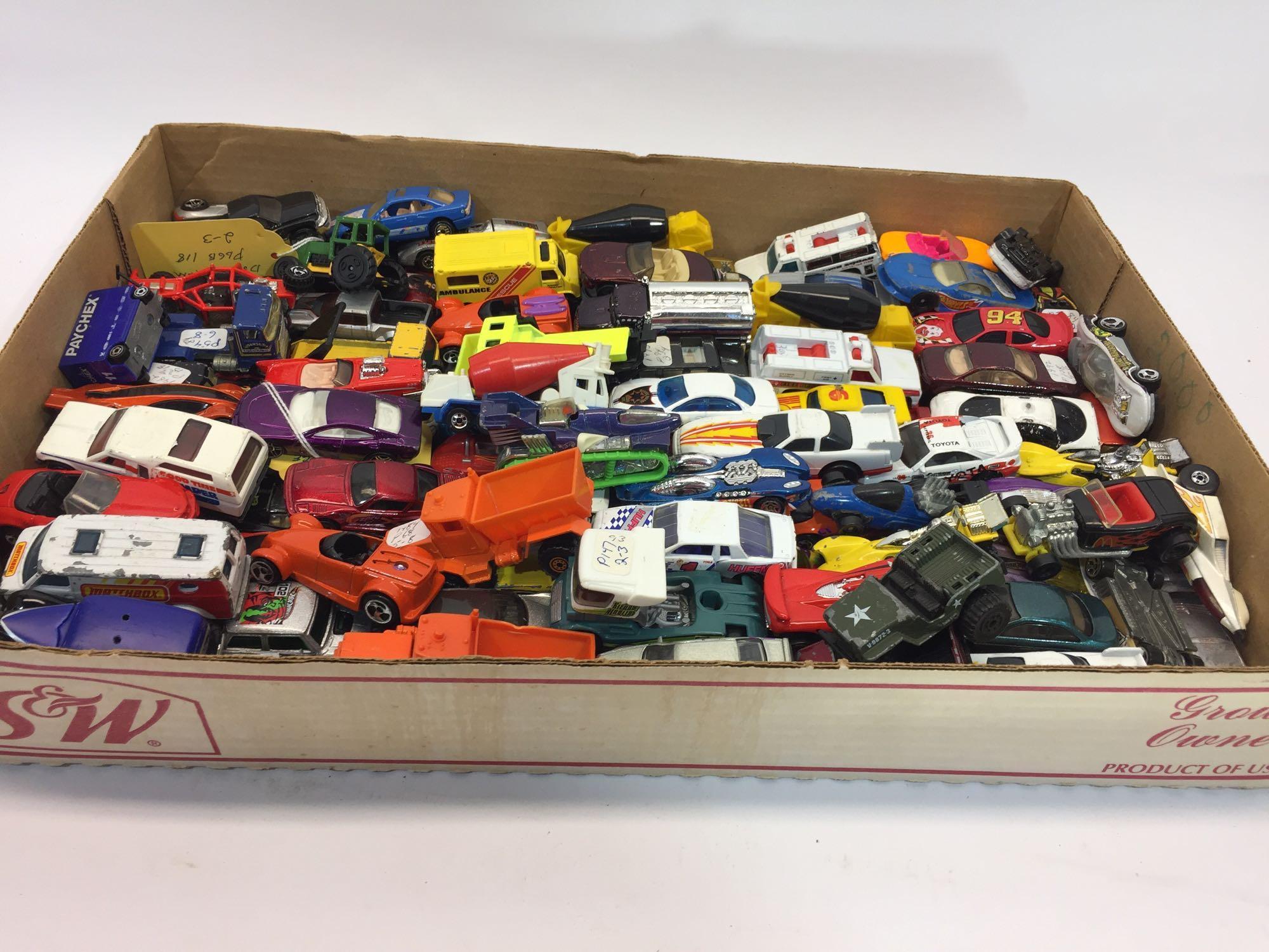 Box of Hot Wheels & Toy Cars