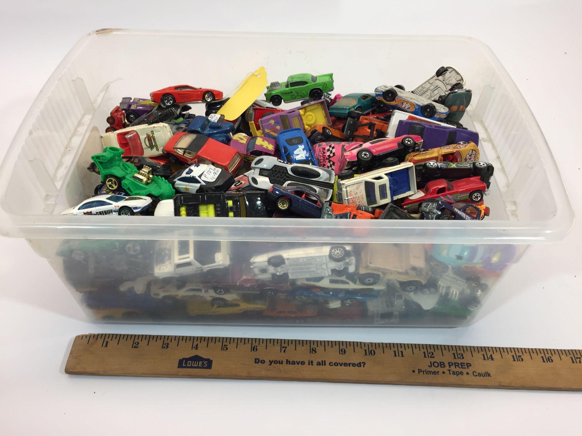 Tub of Hot Wheels & Toy Cars