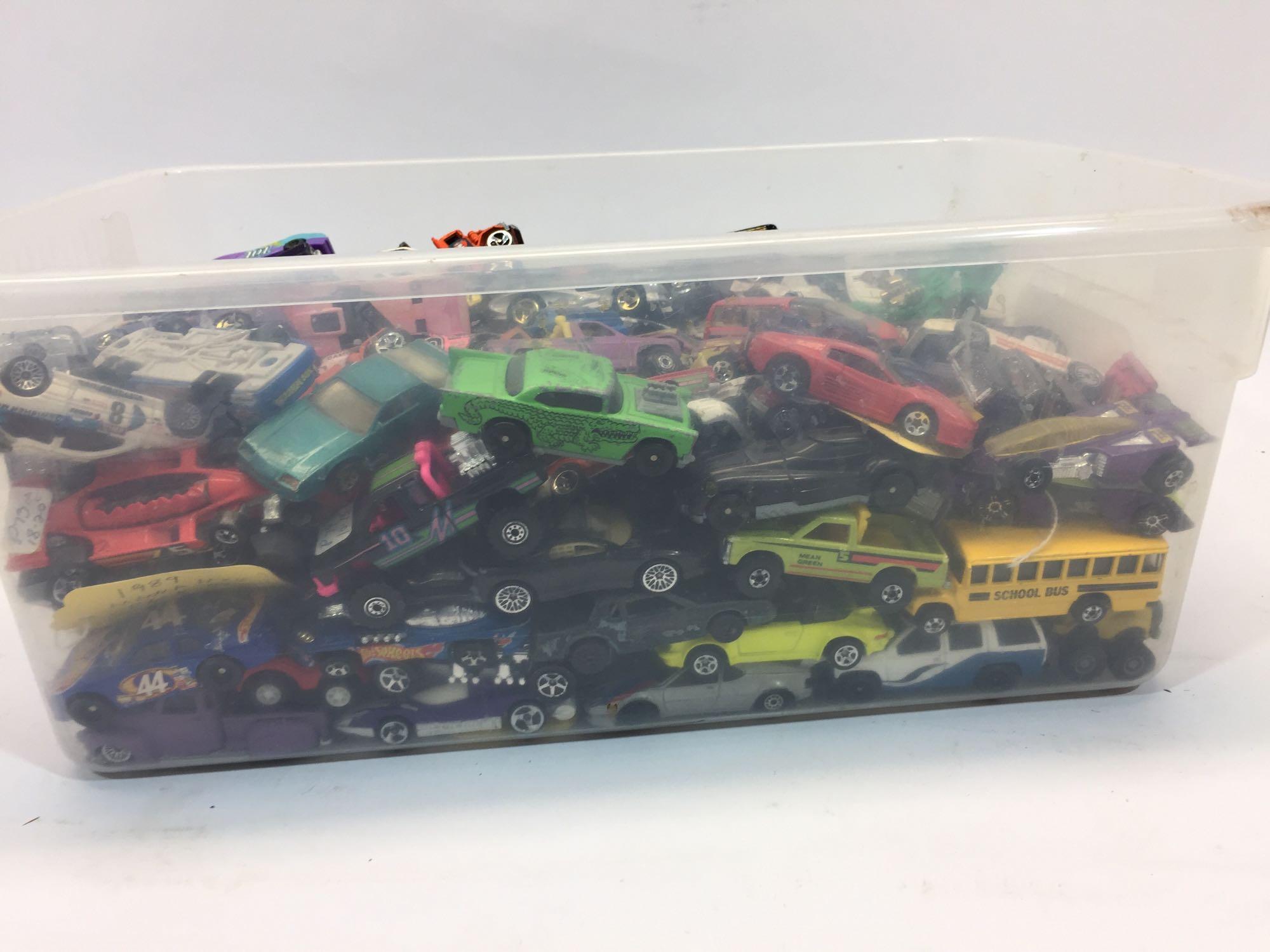 Tub of Hot Wheels & Toy Cars