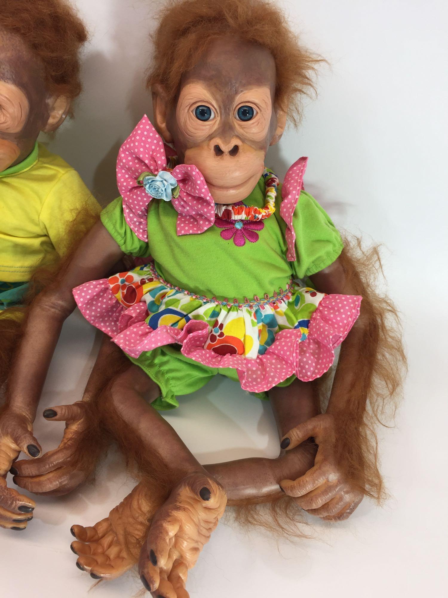 Set of 2 Lifelike Poseable Baby Orangutan Dolls - Each roughly 20in tall