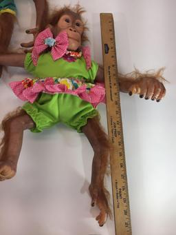 Set of 2 Lifelike Poseable Baby Orangutan Dolls - Each roughly 20in tall