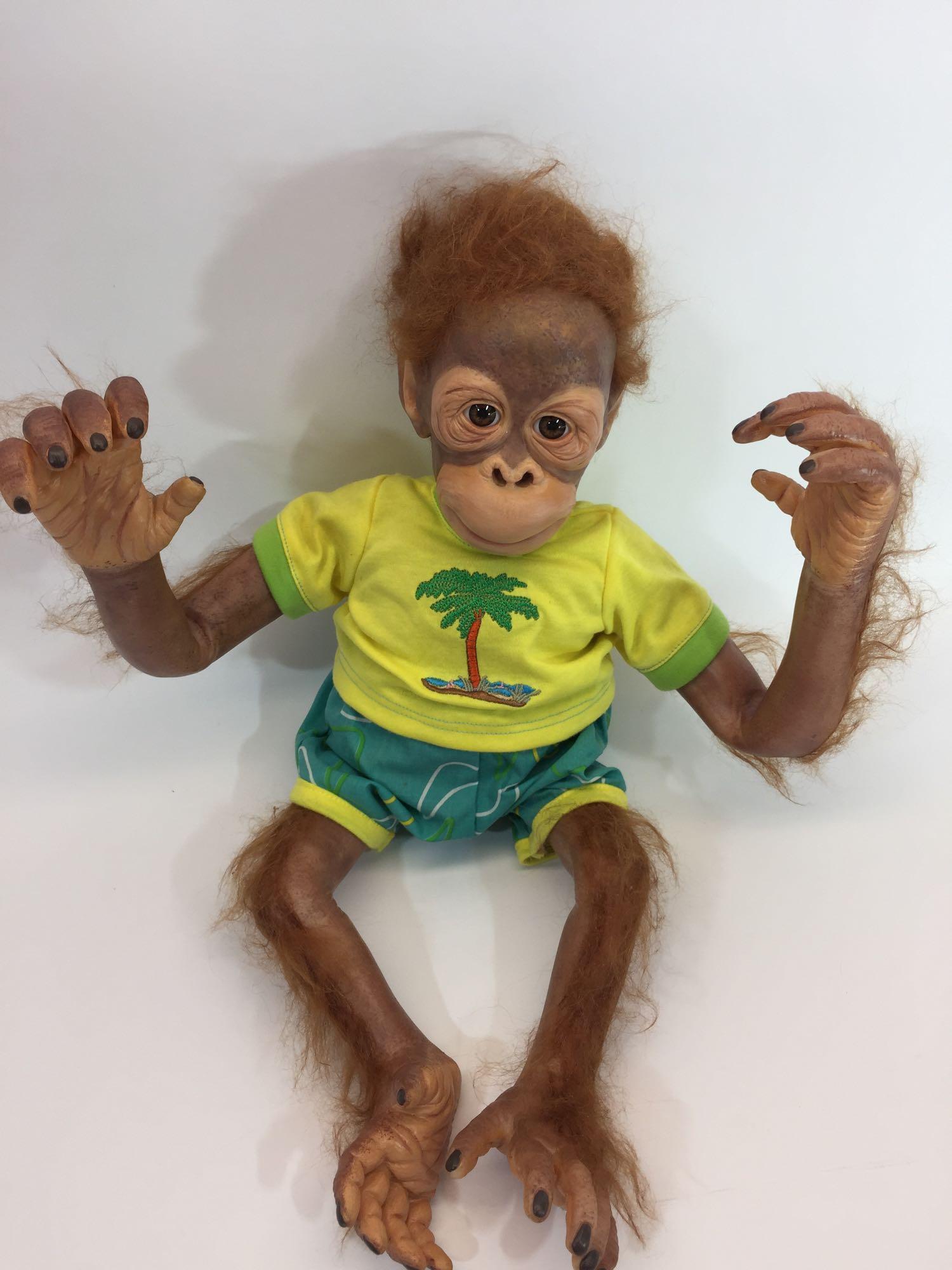 Set of 2 Lifelike Poseable Baby Orangutan Dolls - Each roughly 20in tall