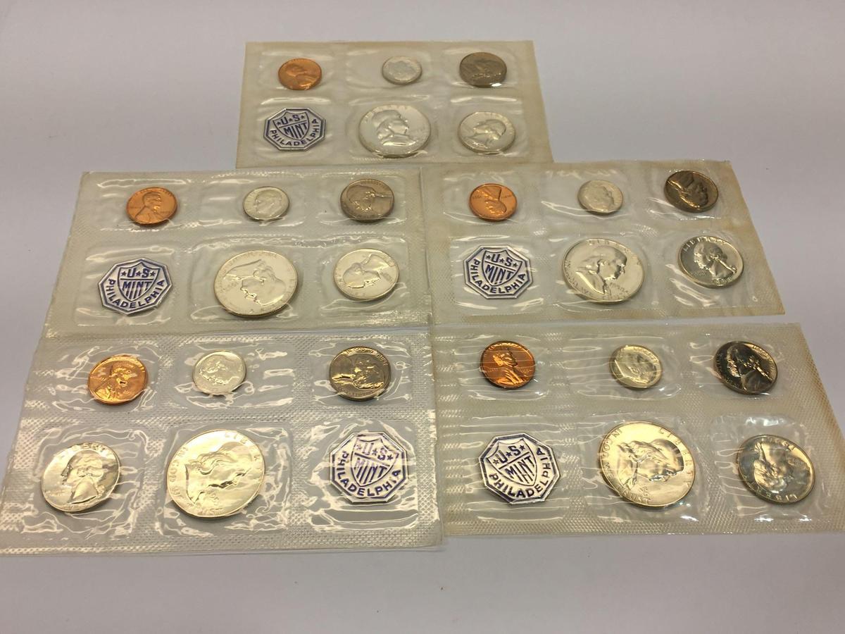 Treasury Department United States Mint Philadelphia - Coin Proof Sets 1955, 1956, 1957, 1958, 1959