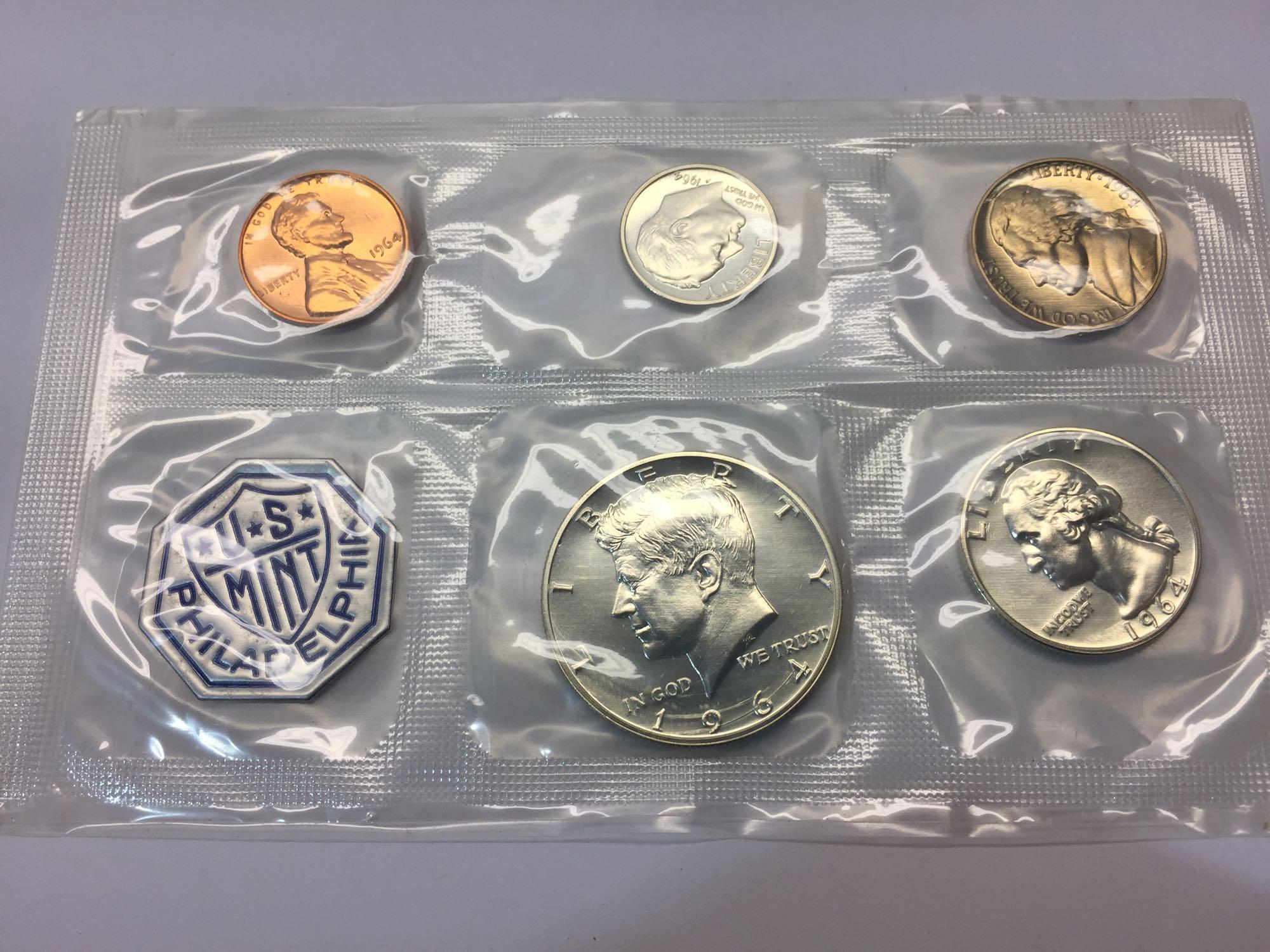 Treasury Department United States Mint Philadelphia - Coin Proof Sets 1960, 1961, 1962, 1963, 1964