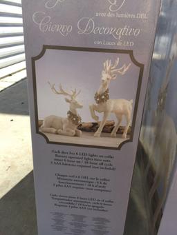 Large Christmas Decorations, 3ft tall Nutcracker, Deer with LED Lights