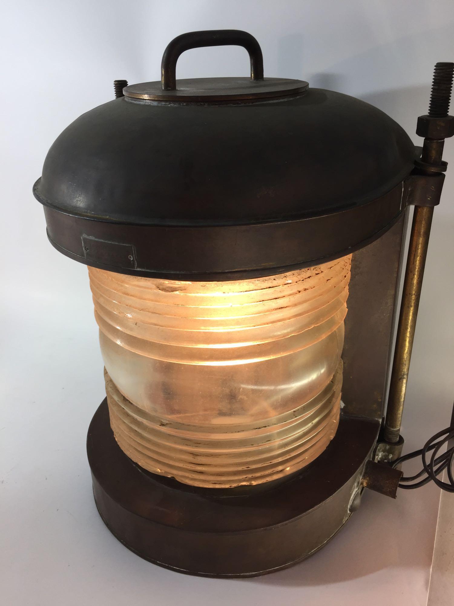 Copper Ship Light - Tested Turns On - 18in Tall, 15in Wide, 11in Deep