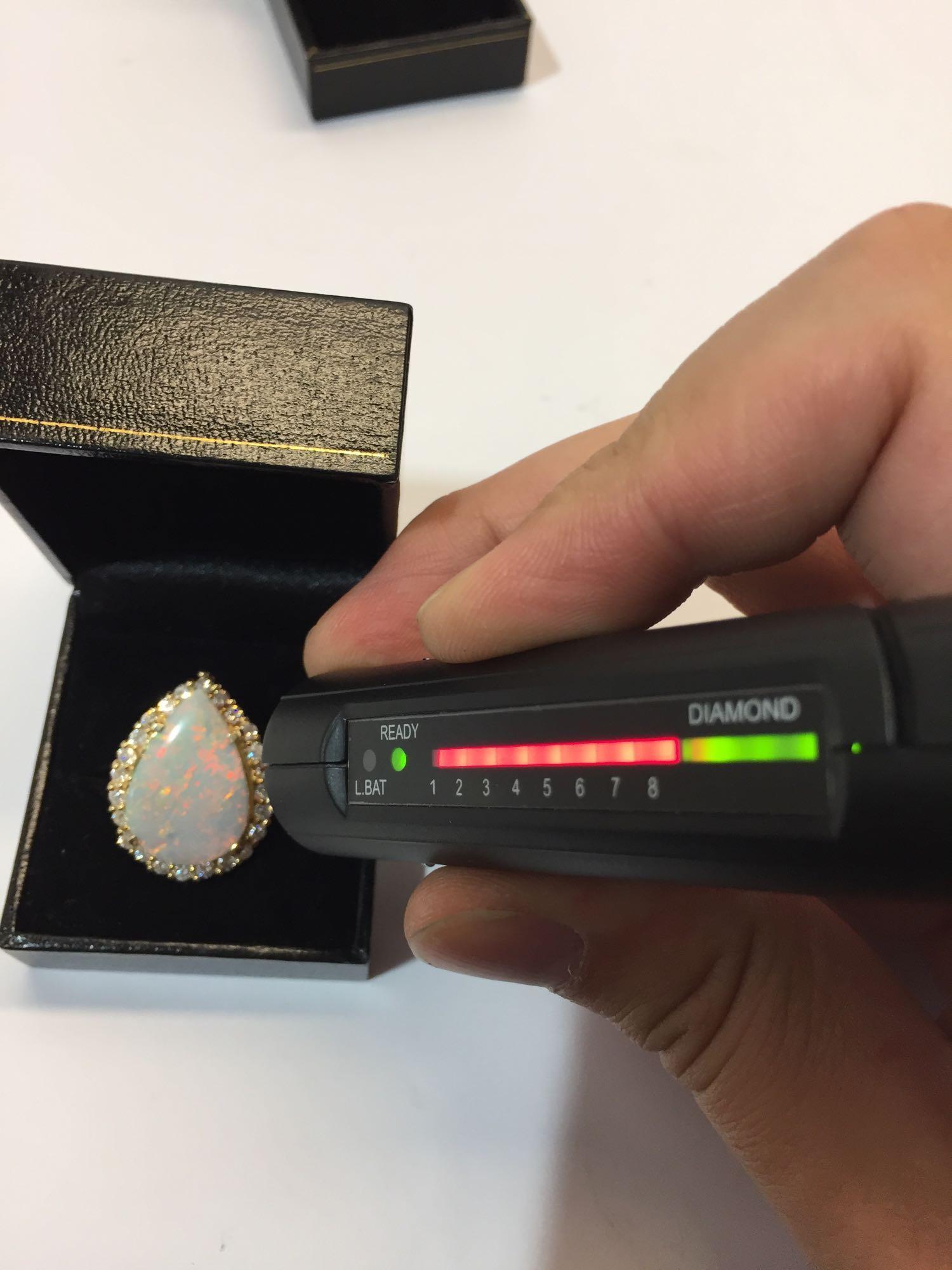 14K Gold 7.25 carat Opal & 1.05 carats Diamond Ring with AIGL Certificate size 6