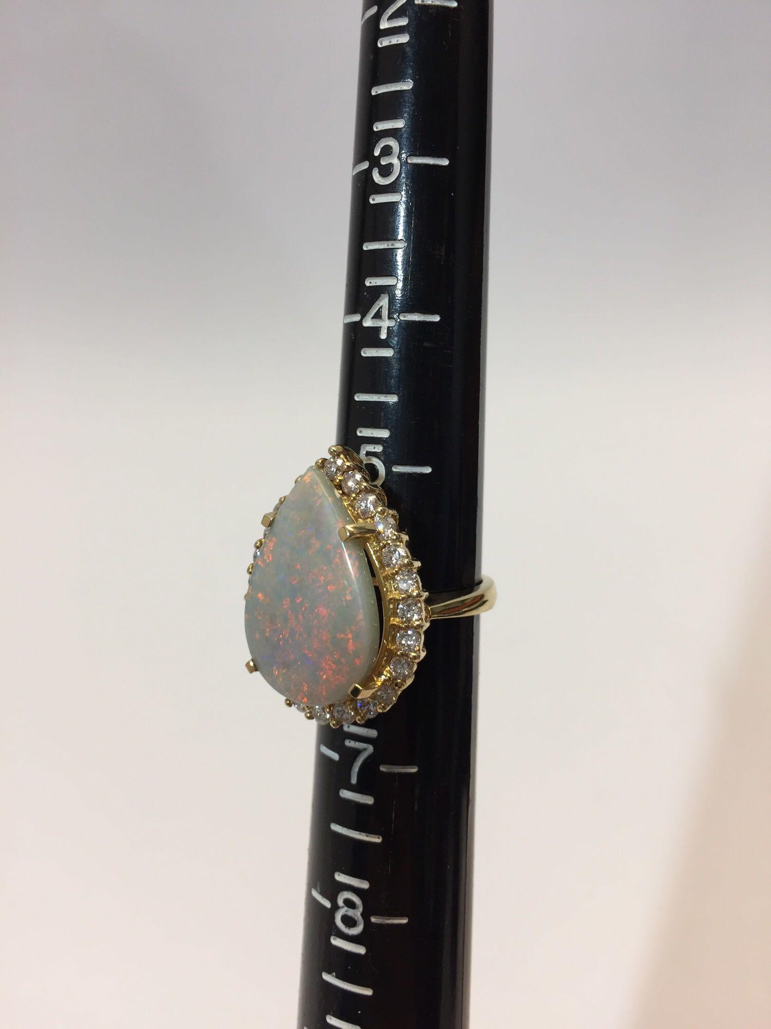 14K Gold 7.25 carat Opal & 1.05 carats Diamond Ring with AIGL Certificate size 6