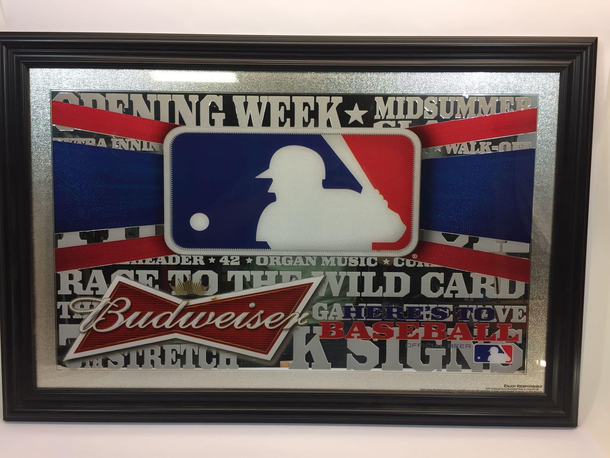 Framed Art Budweiser MLB Baseball 24x36in