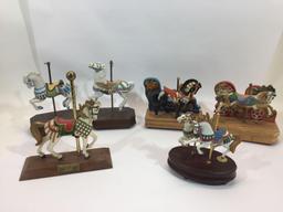 Lot of 6 Horse Figurines and Music Boxes Willitts Designs, S.F. Music Box Co., etc