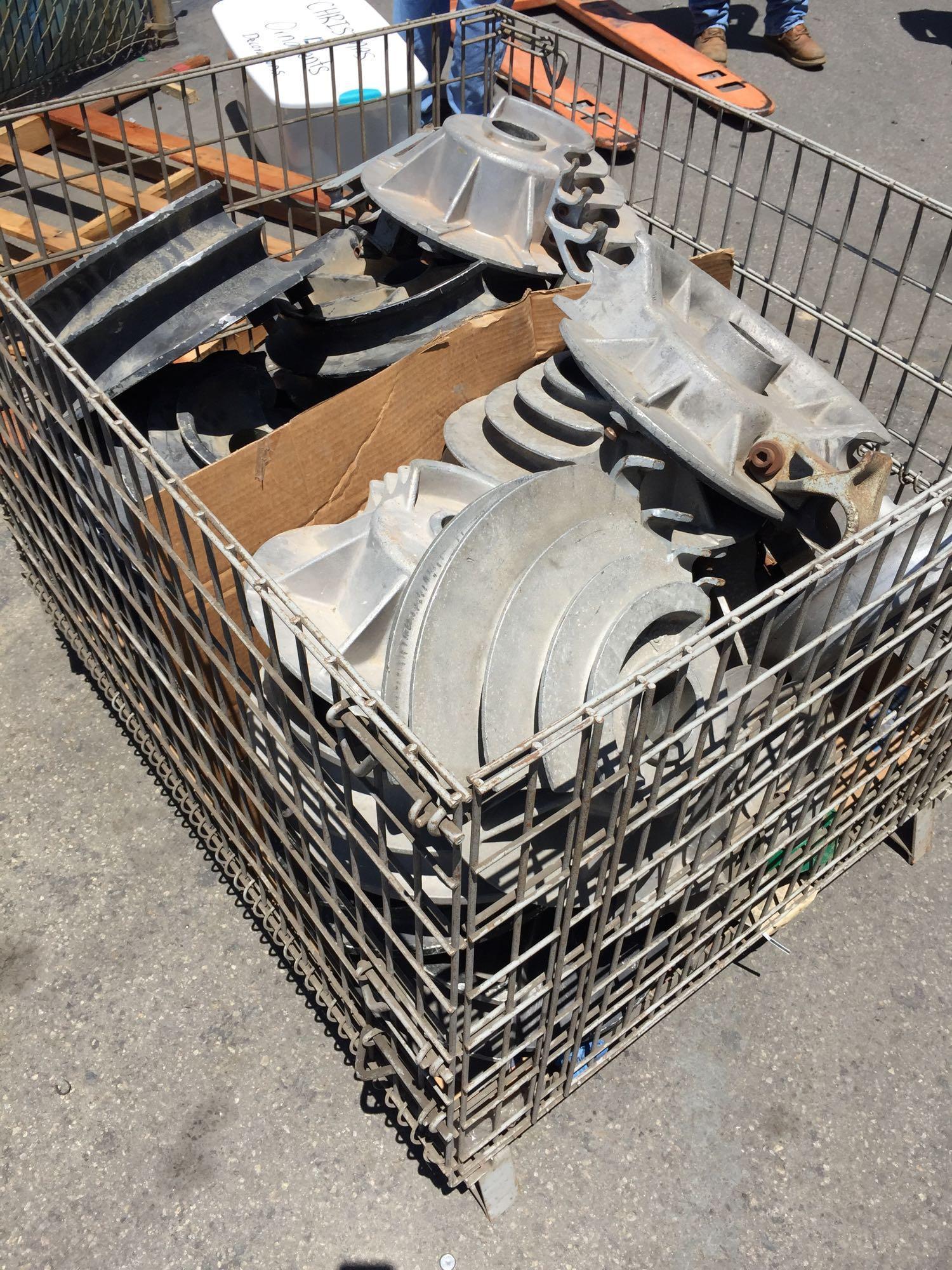 Metal Bin of Greenlee Pipe Bending Wheels