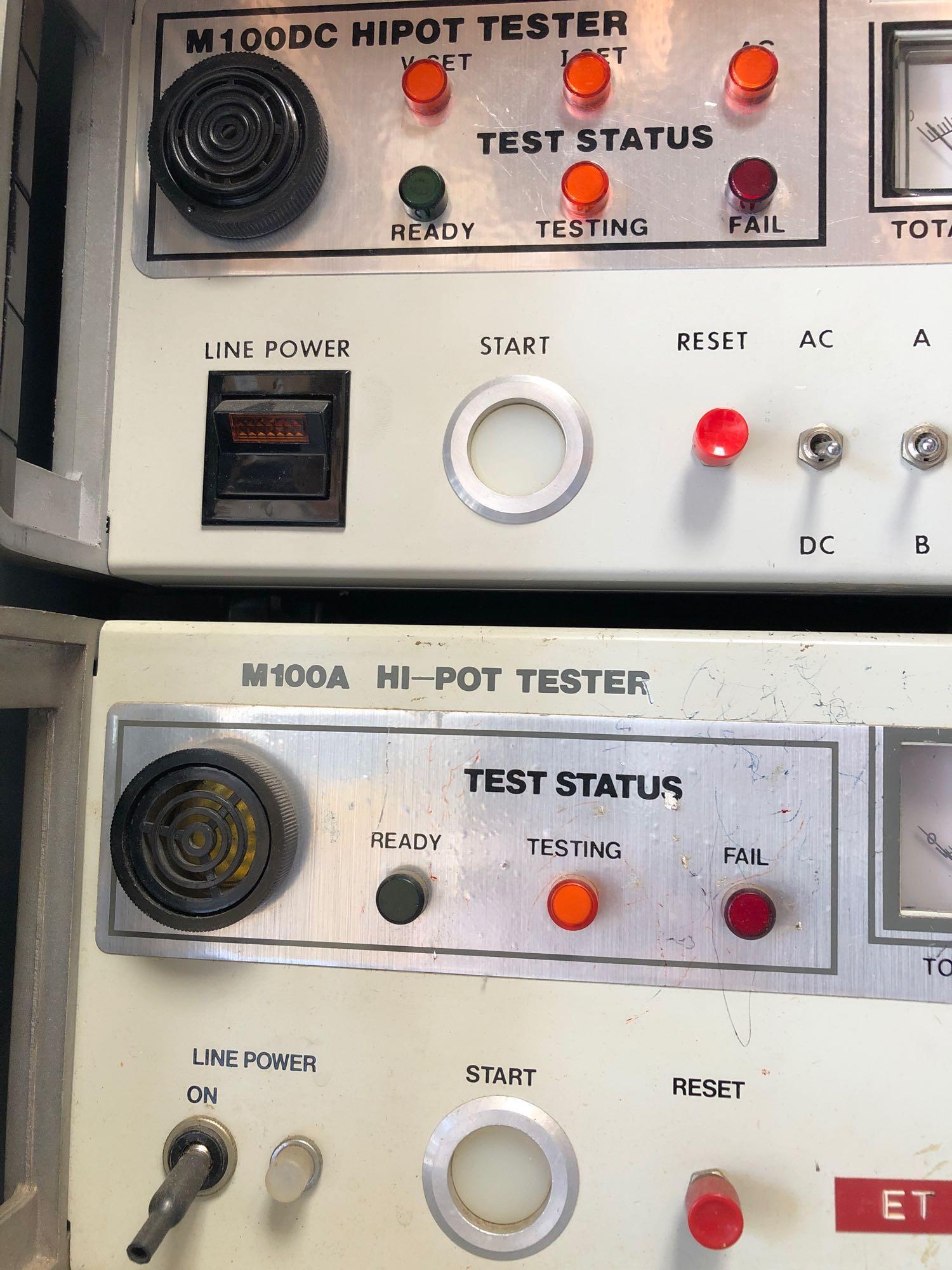 Shelving with Hi-Pot Testers, Variety of Fuses, 44 Gal Brute Combo w/ Venting Channels and Wheels