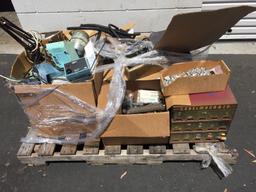 Pallet of misc, electronic components, light, duct, wiring, etc