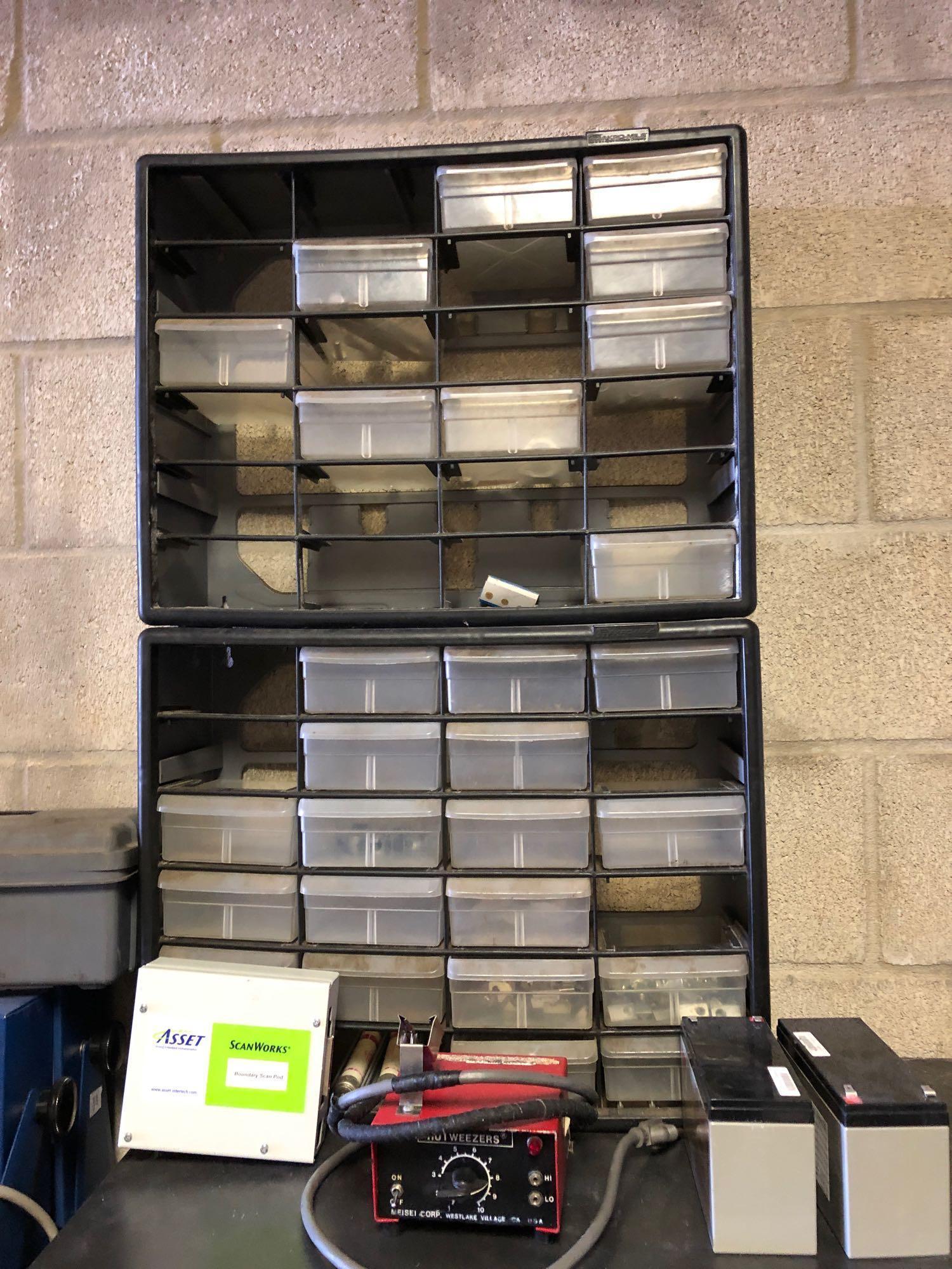 Shelving with Circuit Breakers and Components