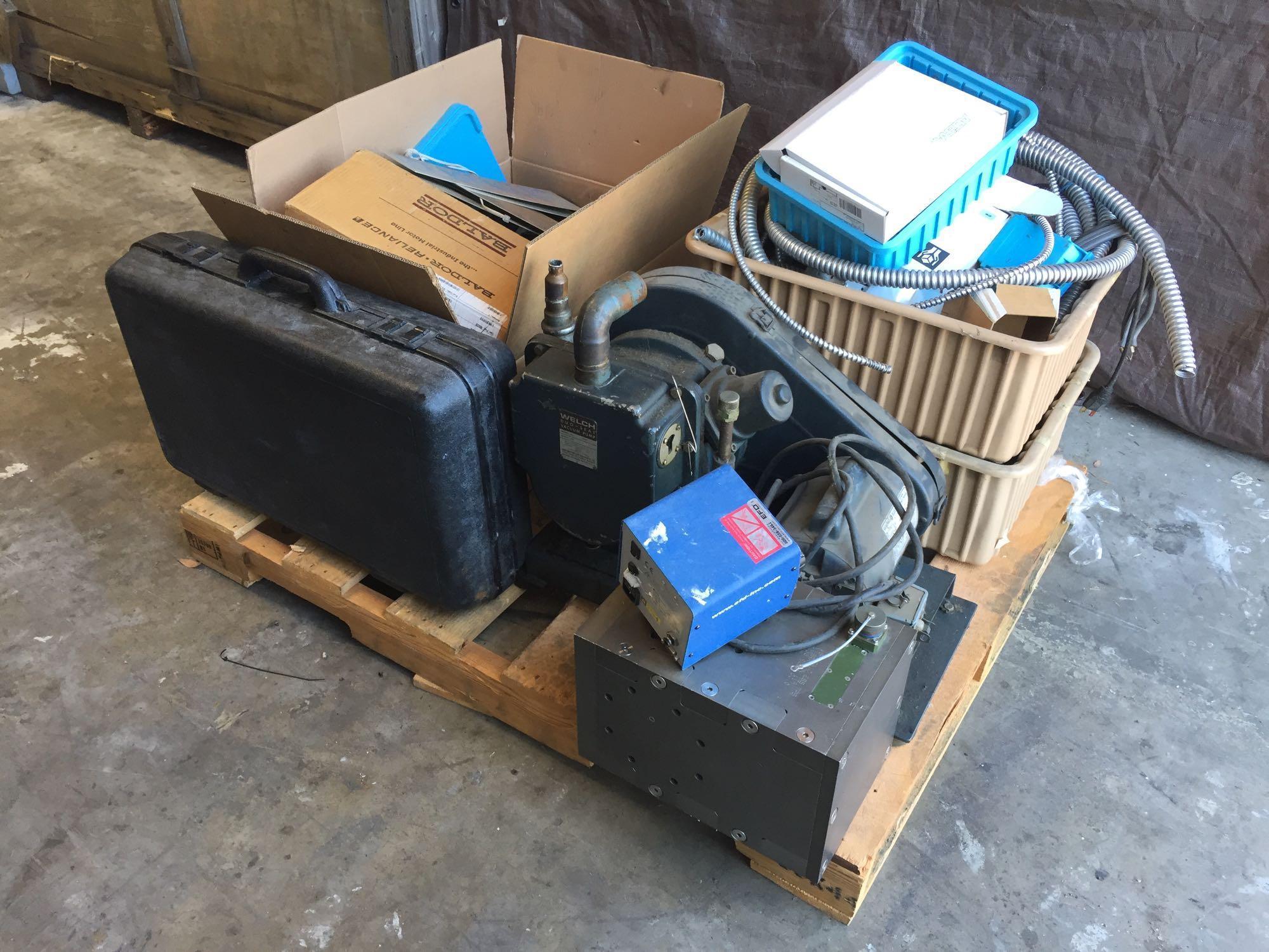 Pallet of Electonics, Computer Components, Welch Duo-Seal Vacuum Pump,