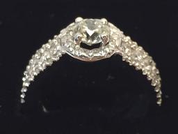 14KT White Gold Wedding Ring with 1.25ct Diamonds, Size 5 1/2, Certified and Graded by GAS