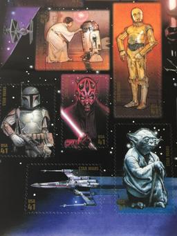 Lot of 5 Star Wars US Stamp Sheets, Each Sheet has 15 x $0.41 Cent Stamps