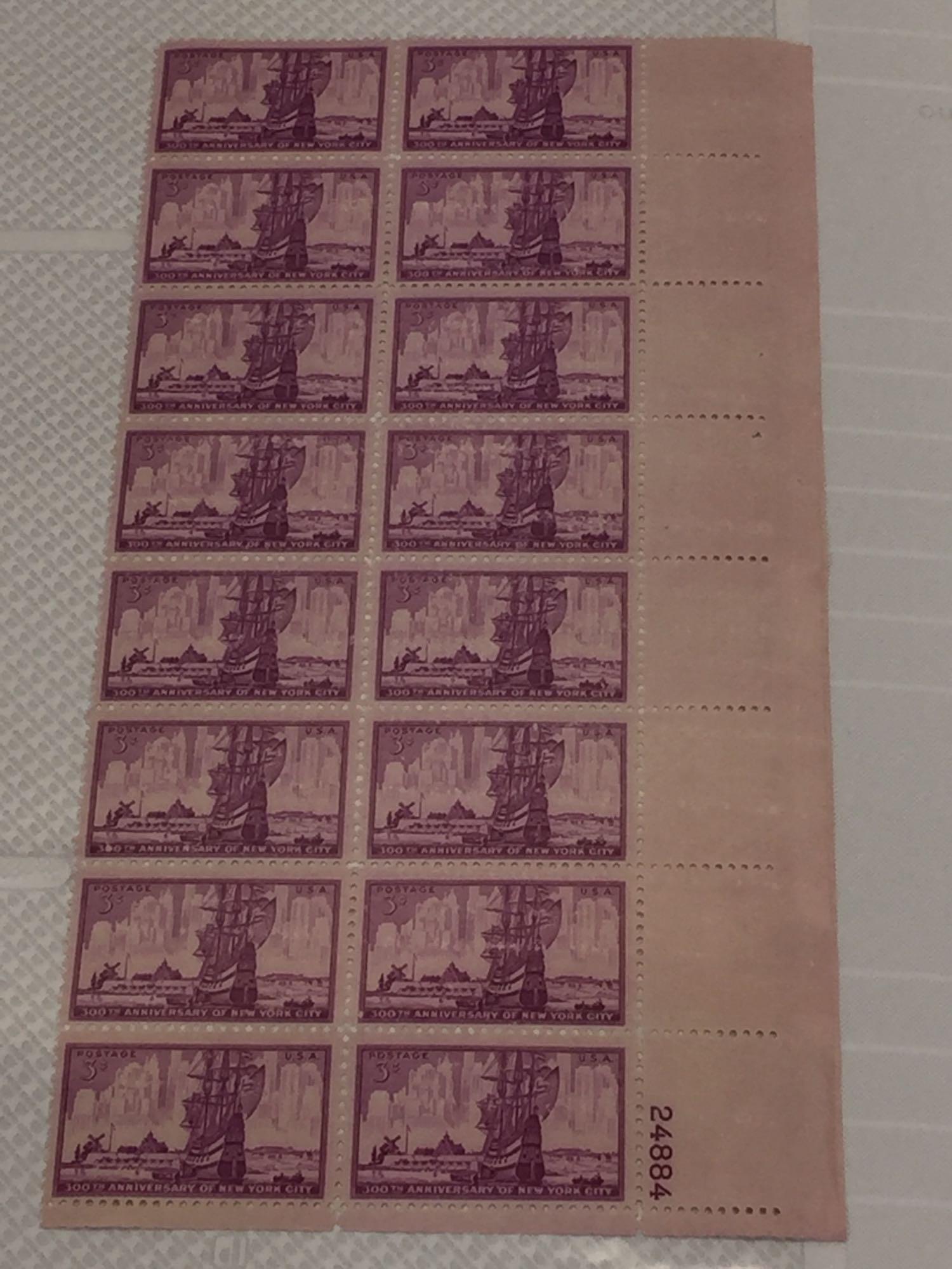 Album of Vintage US Stamp Sheets, 68 Full Pages