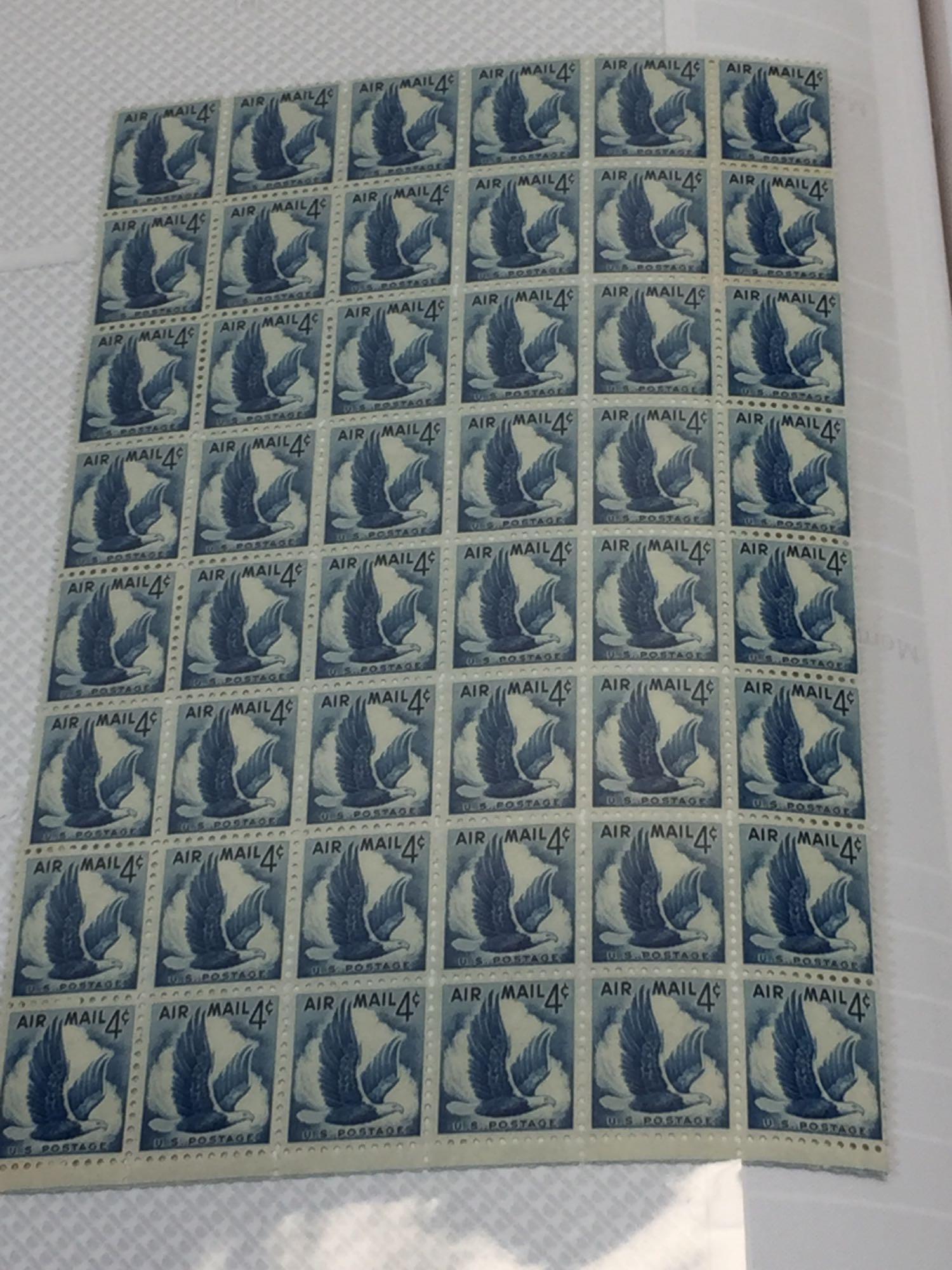 Album of Vintage US Stamp Sheets, 68 Full Pages