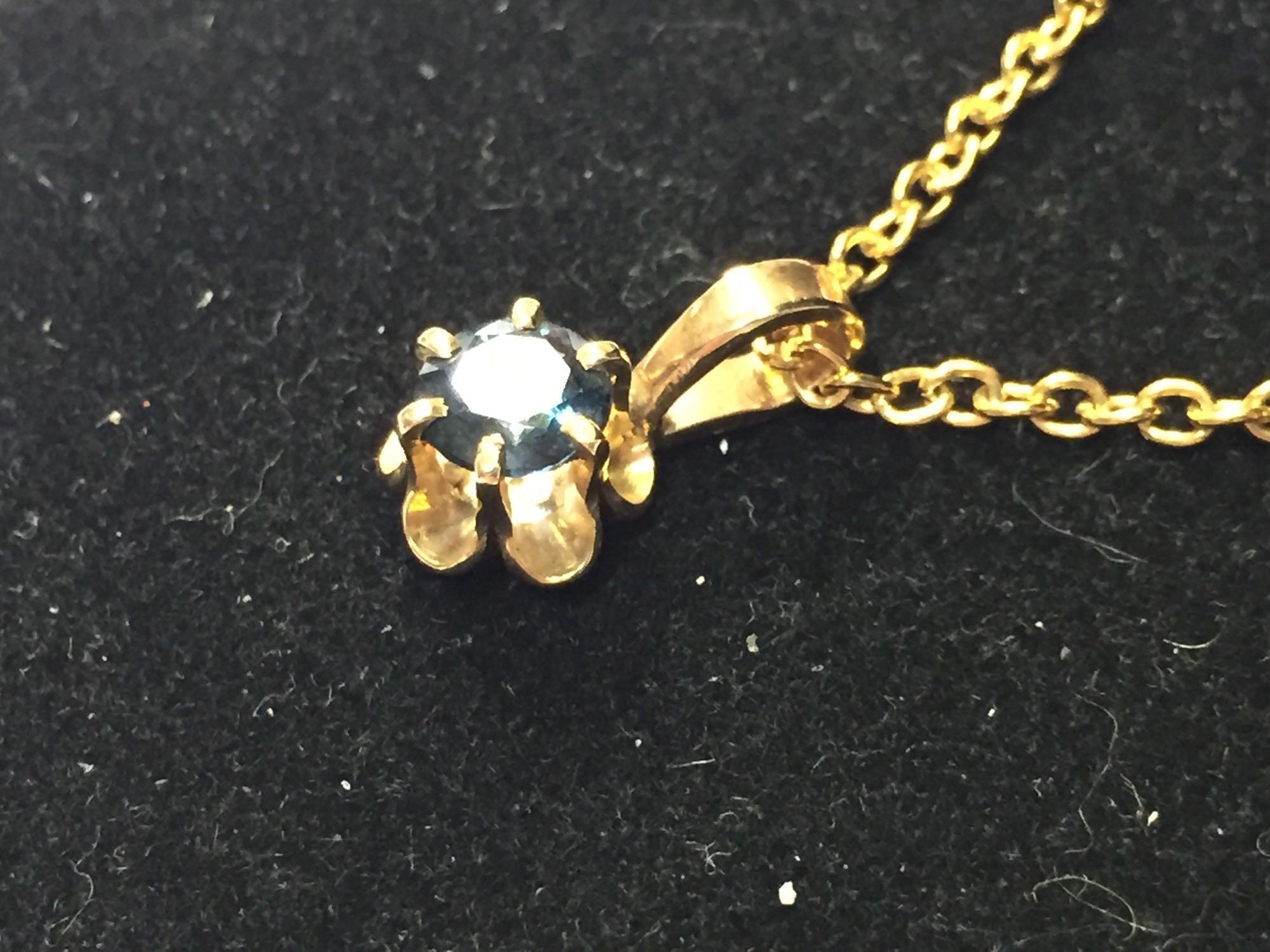 14K Gold Necklace, says Sapphire