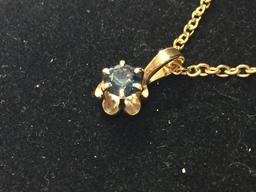 14K Gold Necklace, says Sapphire