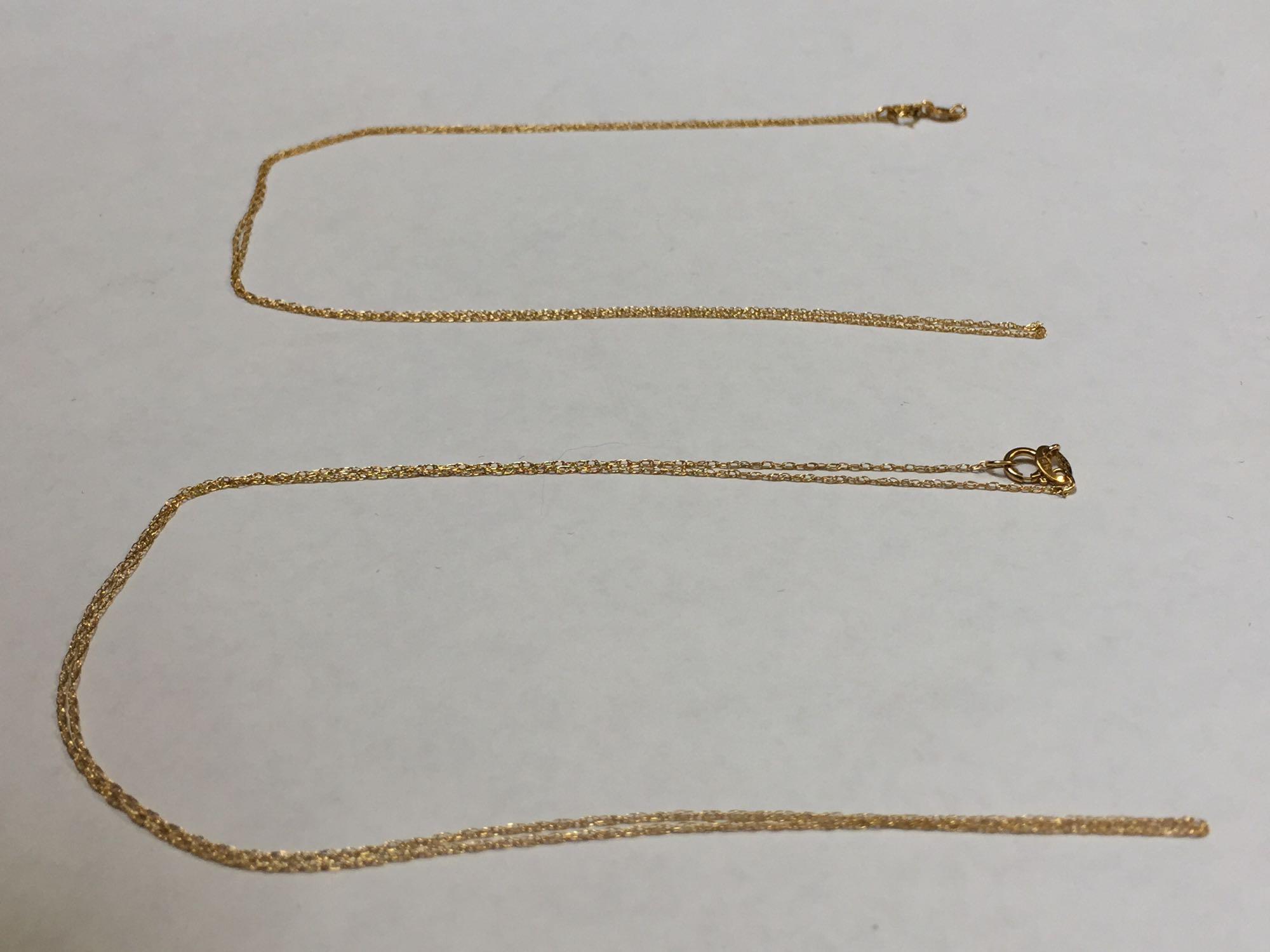 14K Gold Necklace Chains, Lot of 2