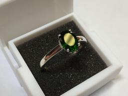 Lot of 5 Rings, Blue Topaz, Chrome Diopside, etc