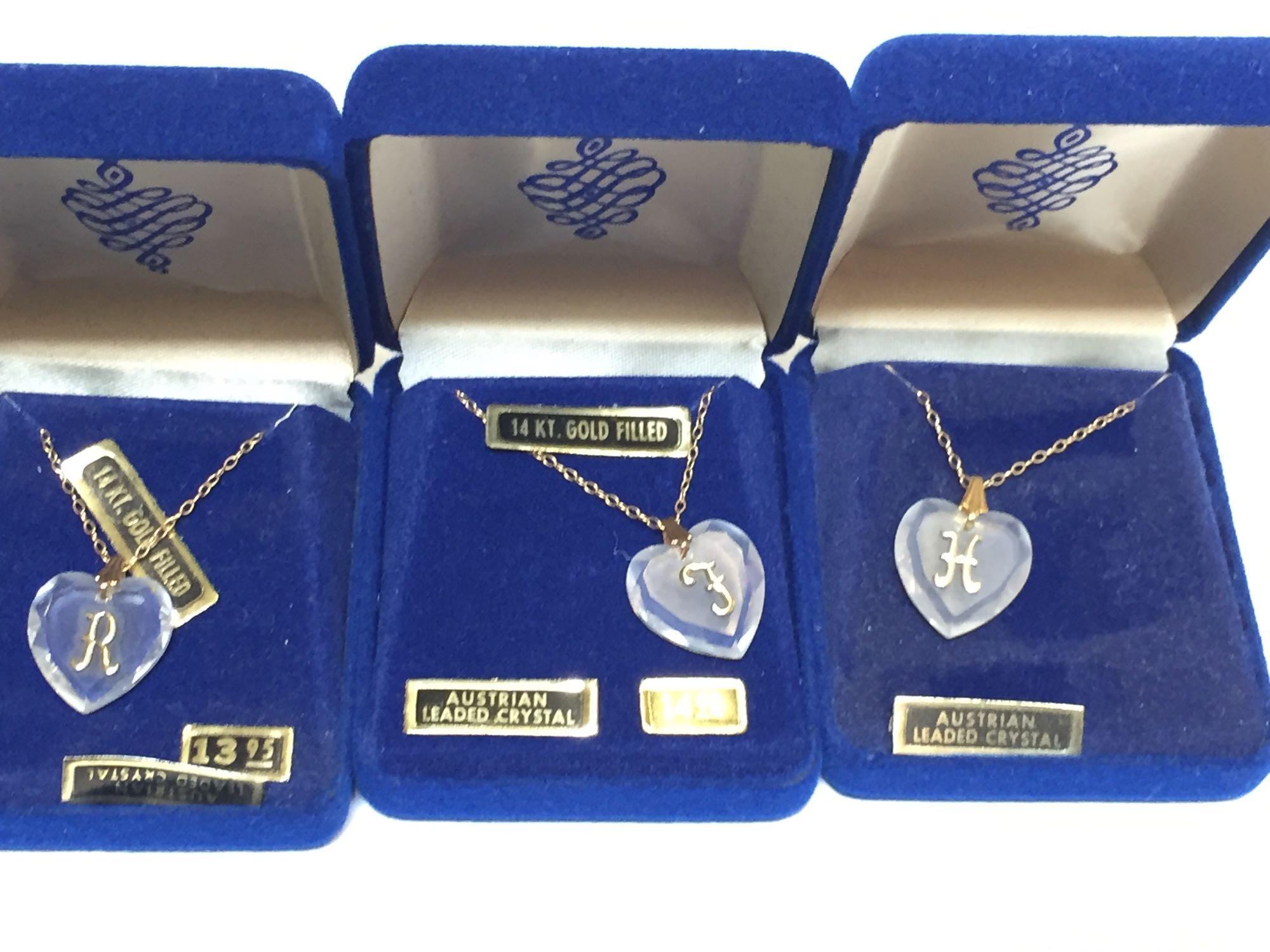 Lot of 10 Crystal Necklaces, says 14K Gold Filled Lettering