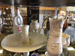 Shelf Contents, Belleek Ceramic Set, Old Mugs