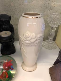 Shelf Contents, Lenox Ceramics, Wood & Ceramic Animals, State Coin Bears, More