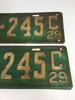 1929 Set Pair Wisconsin License Plates