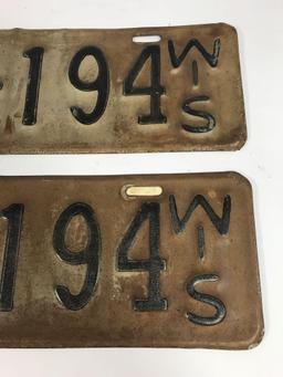 1930 Wisconsin Set Pair License Plates
