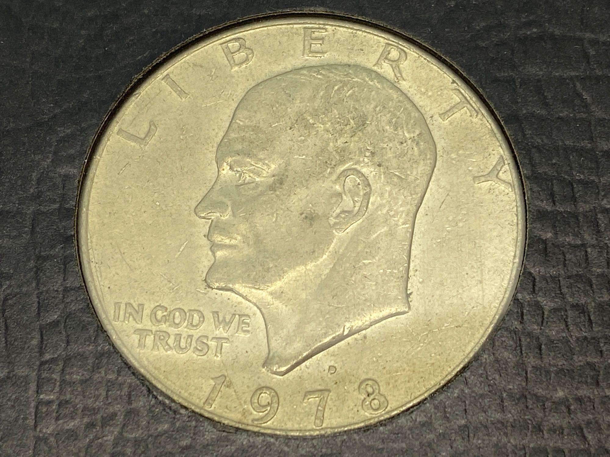 1972, 1974-D, 1976, 1976-D, 1978-D Eisenhower Dollars & 1957 Half Dollar, 7 Coin Set