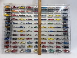 Toy Car Collection in Mirrored Display Case 32x24in