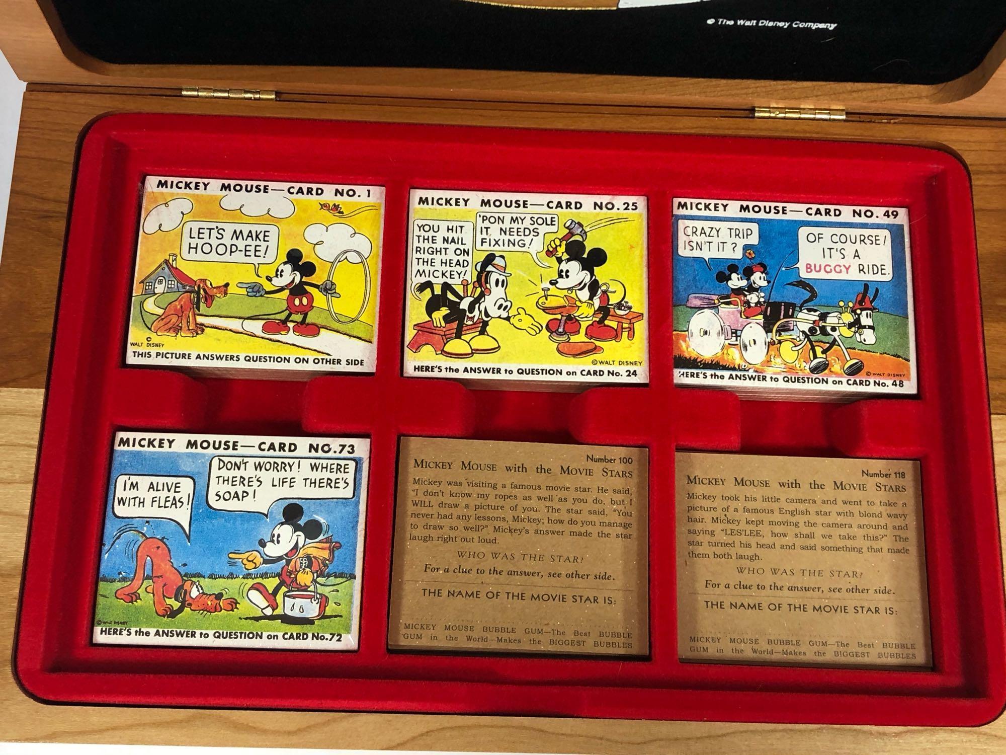 Disney Mickey Mouse Picture Cards & Album w/ Wood Collectors Box