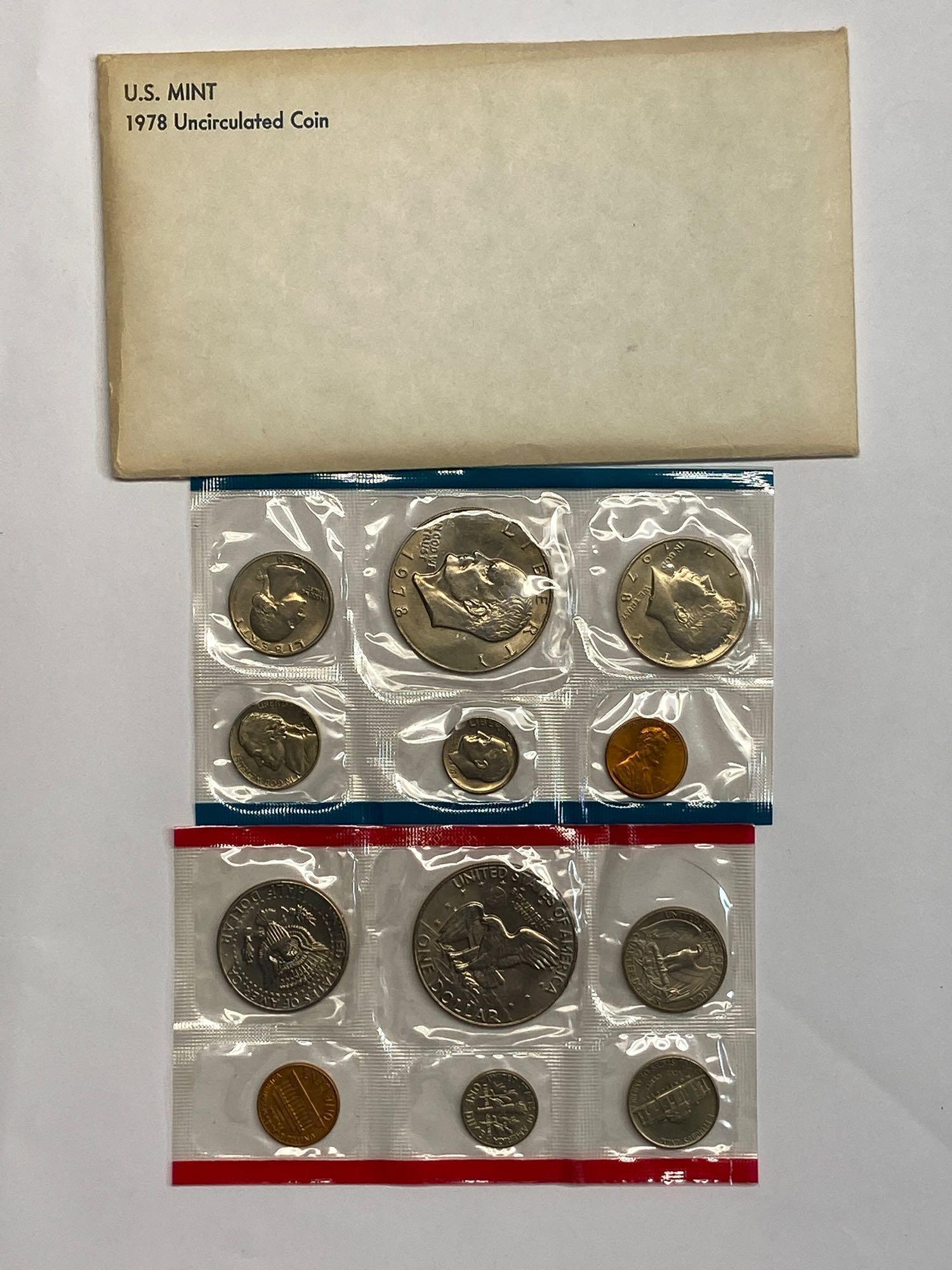 Collection of 13 United States Mint Uncirculated P & D Coin Sets 1970-1992 in Original Packaging