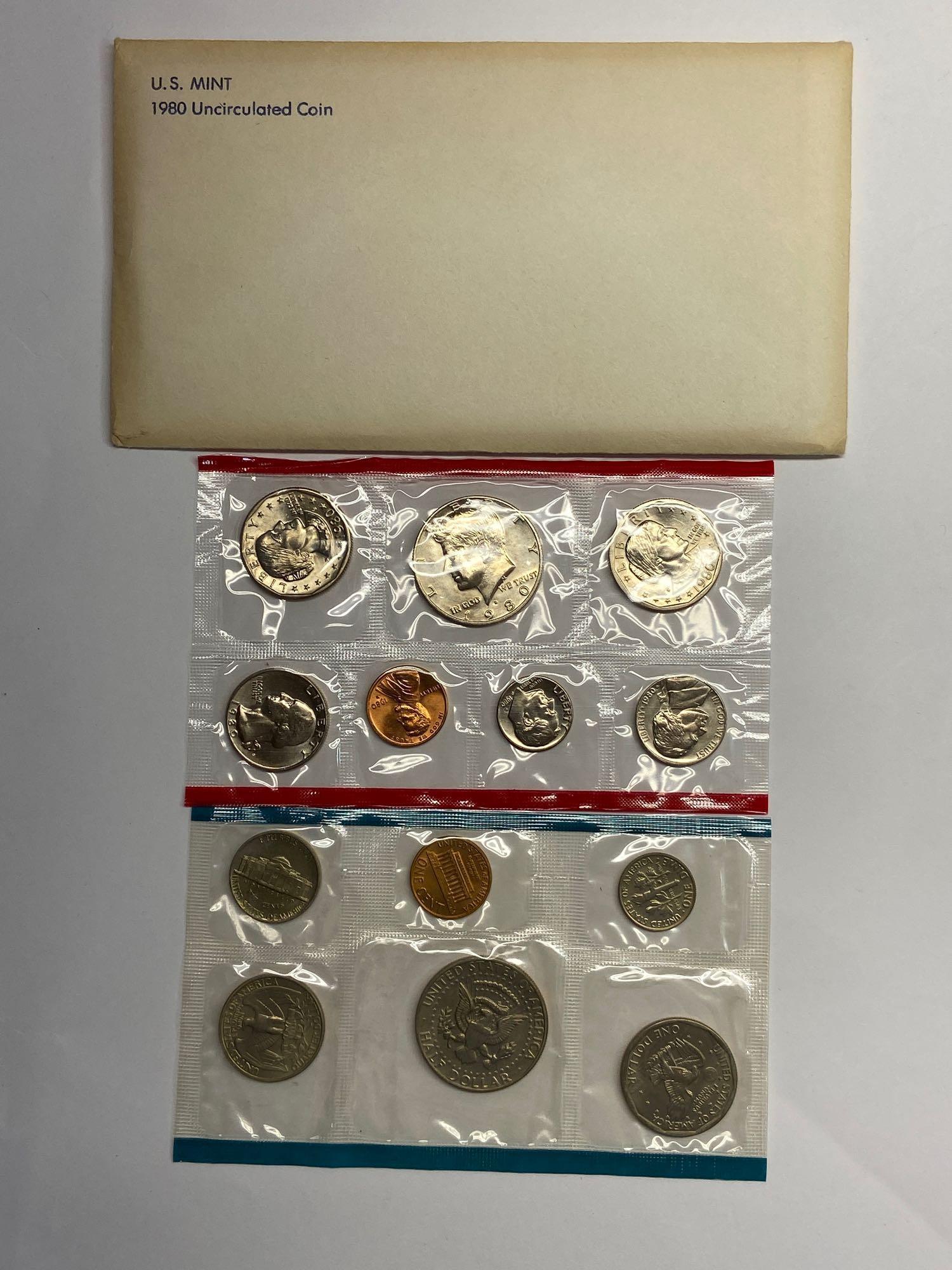 Collection of 13 United States Mint Uncirculated P & D Coin Sets 1970-1992 in Original Packaging