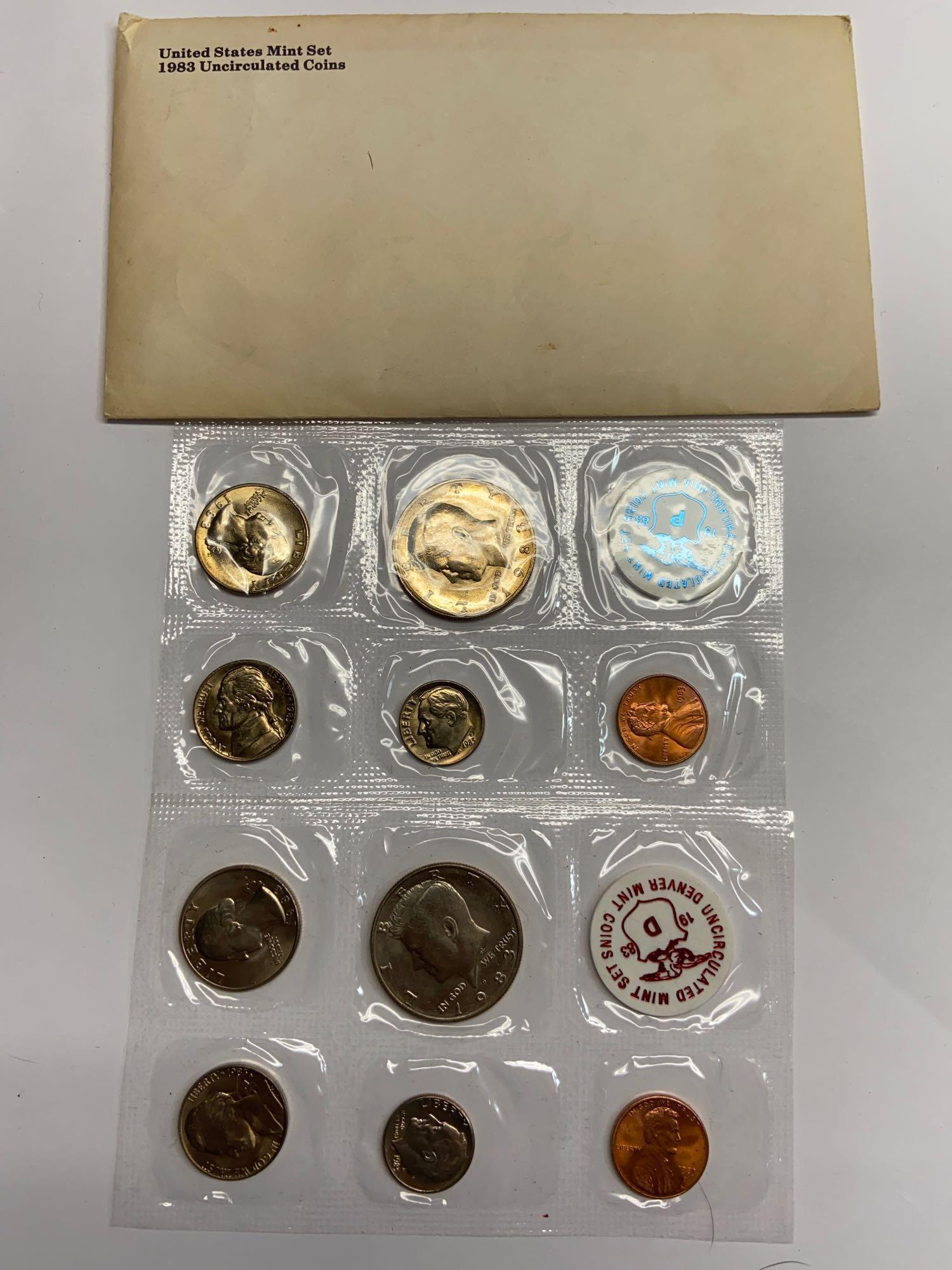 Collection of 13 United States Mint Uncirculated P & D Coin Sets 1970-1992 in Original Packaging