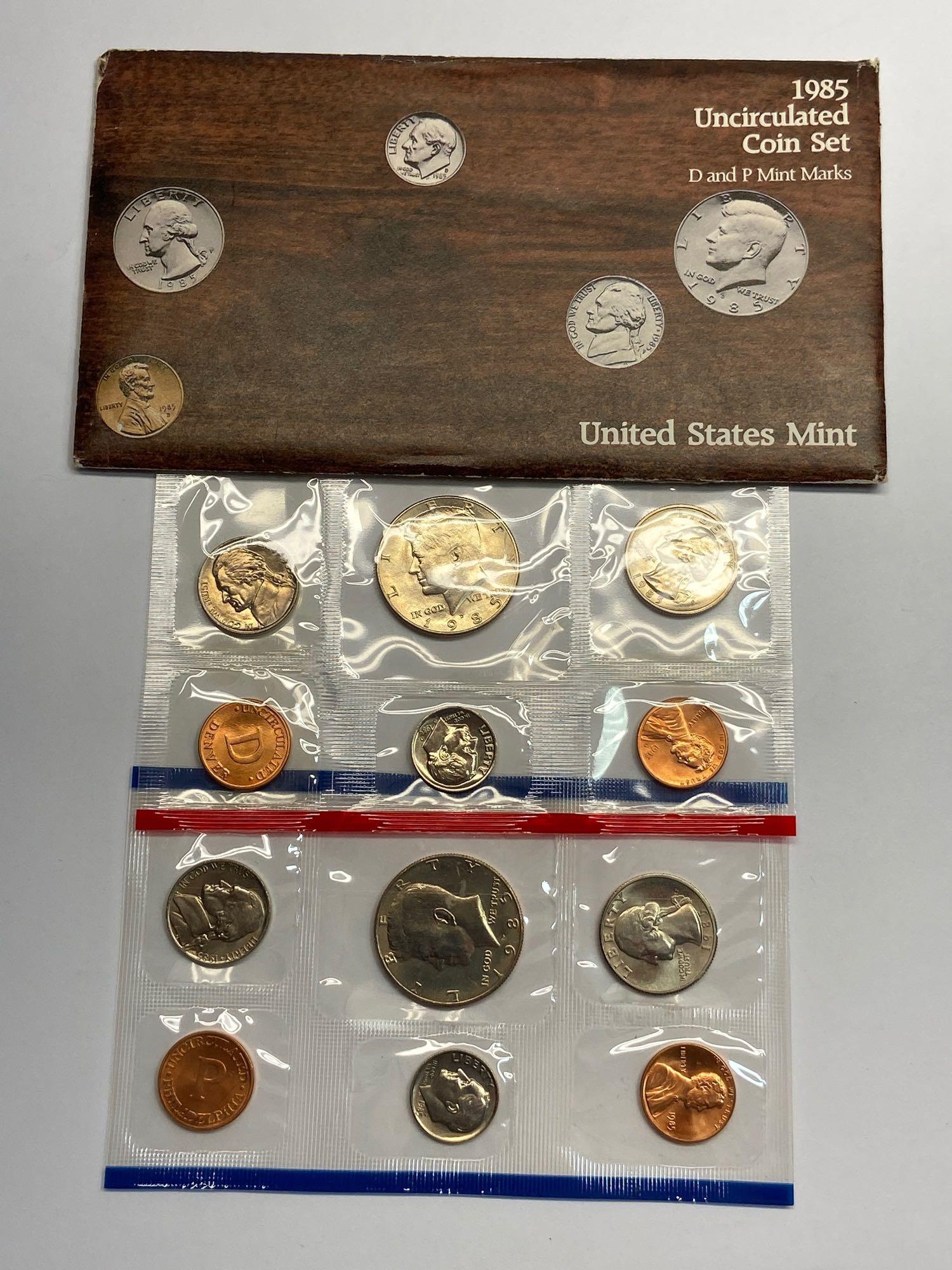 Collection of 13 United States Mint Uncirculated P & D Coin Sets 1970-1992 in Original Packaging